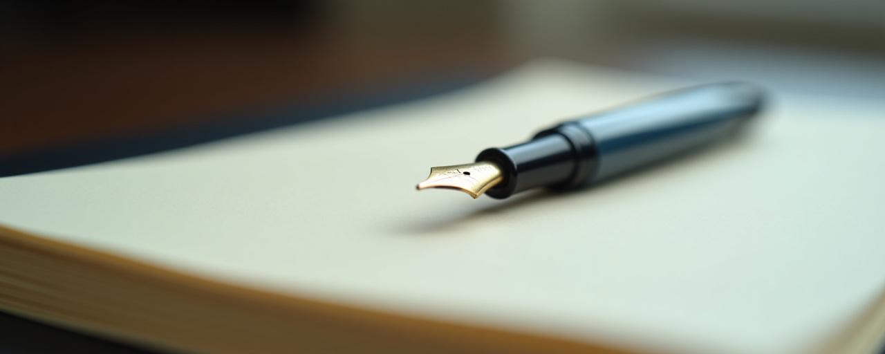 Close up of a fountain pen resting on a clean, professional legal document